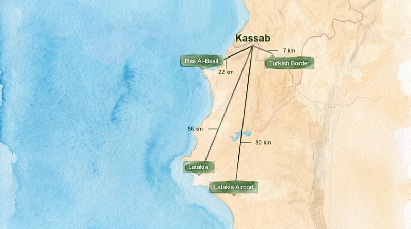 خريطة مائية — كسب، رأس البسيط، الحدود، اللاذقية، المطار